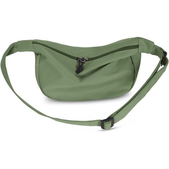 Mini Crescent Bag with Adjustable Strap, 2 Zippers Lightweight Nylon Bag - Army - Picture 7 of 7